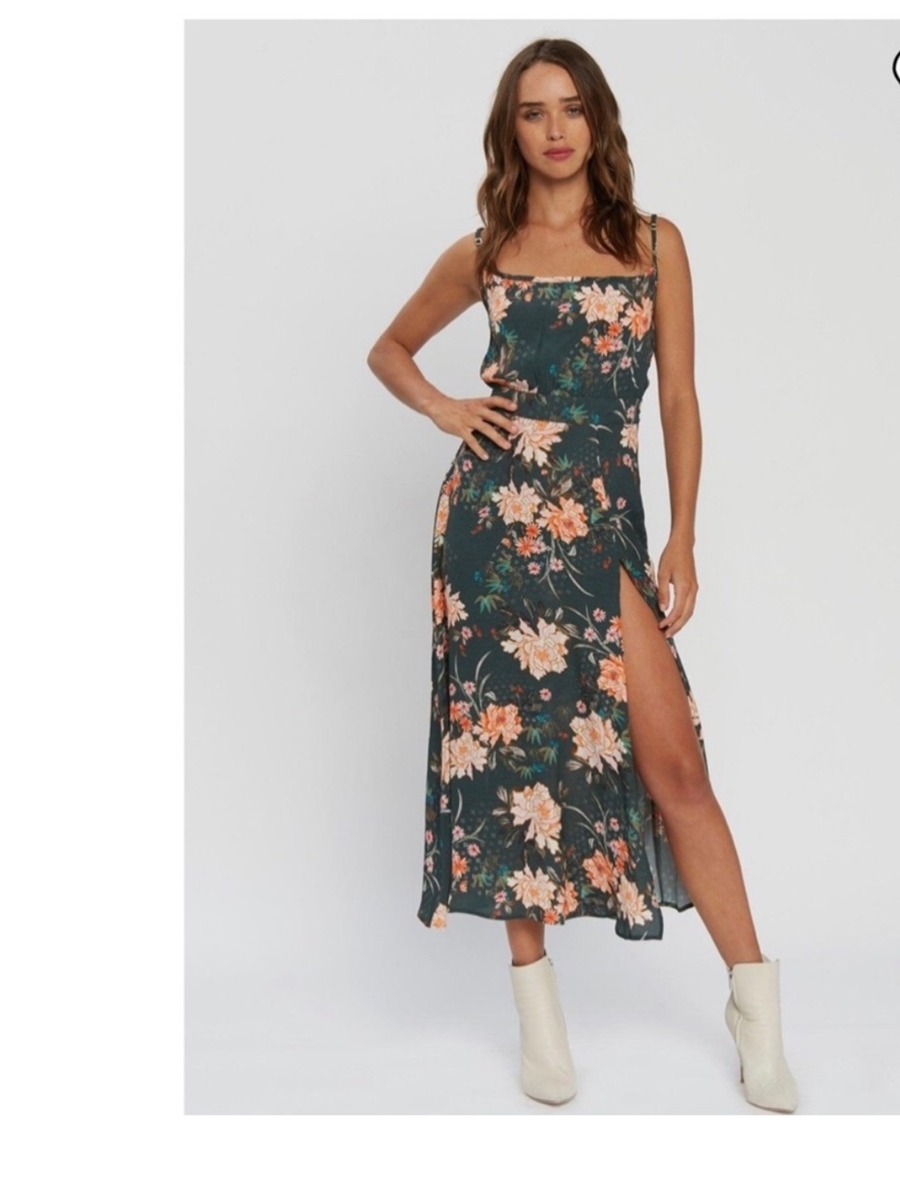 Flynn & Skye Hazel Midi Dress Green M Floral